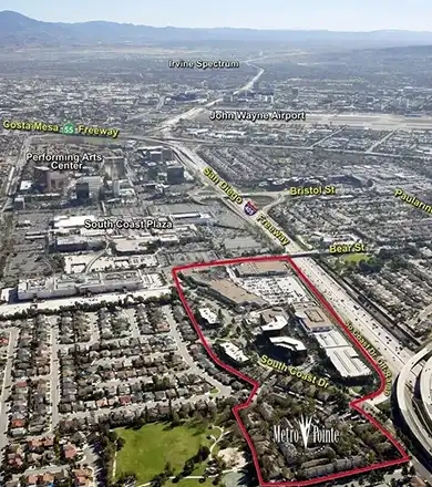 Aerial view of Metro Point and South Coast Plaza